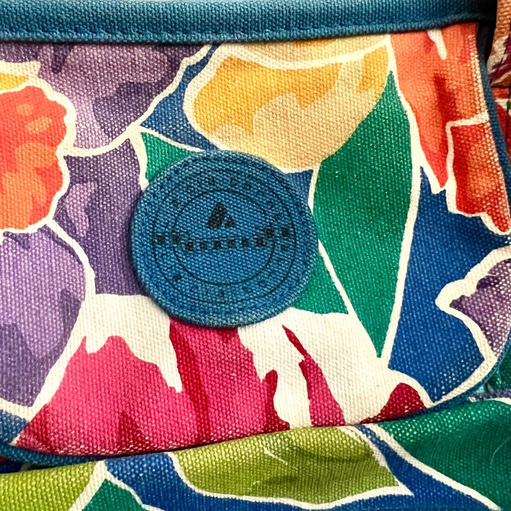 Vintage 90s Floral Multicolor Tote Bag Liz Claiborne Spring Summer Festival - Picture 3 of 8